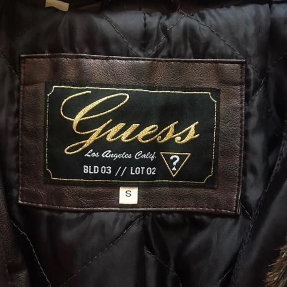 Faux Leather Guess Jacket With Fur Collar, S - Picture 3 of 3